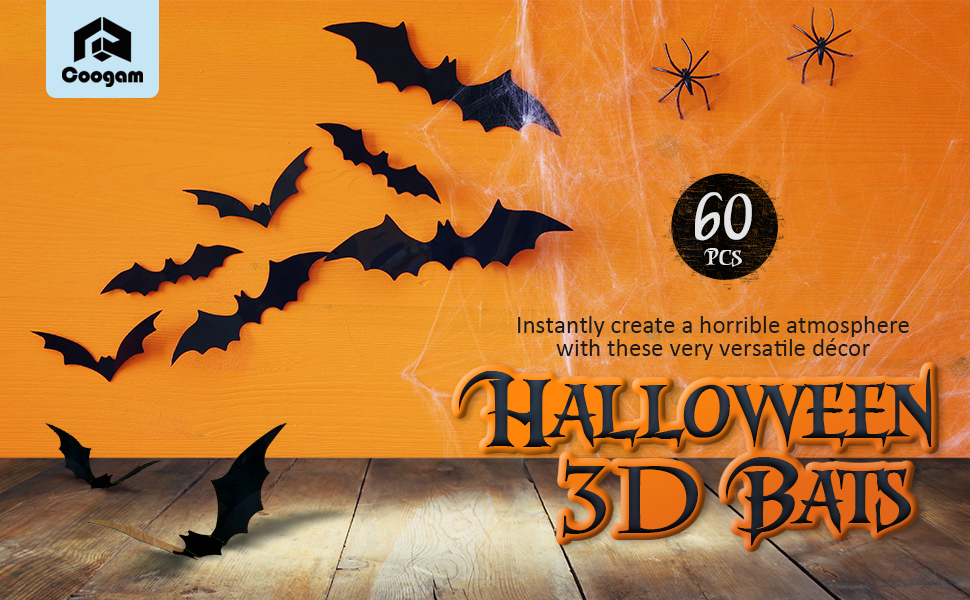 3D Bat Stickers PVC Bat Wall Decals for Home Window Decoration Halloween Party Supplies