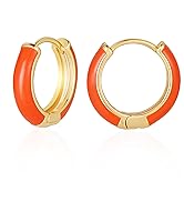 Lourny Small Hoop Earrings for Women, 18K Gold Plated Hypoallergenic Cute Enamel Huggie Earring G...