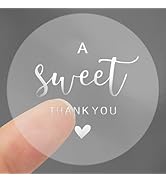 joycraft 2 Inch Sweet Thank You Stickers, 120Pcs Thank You Party Favor Labels Stickers, Clear Sil...