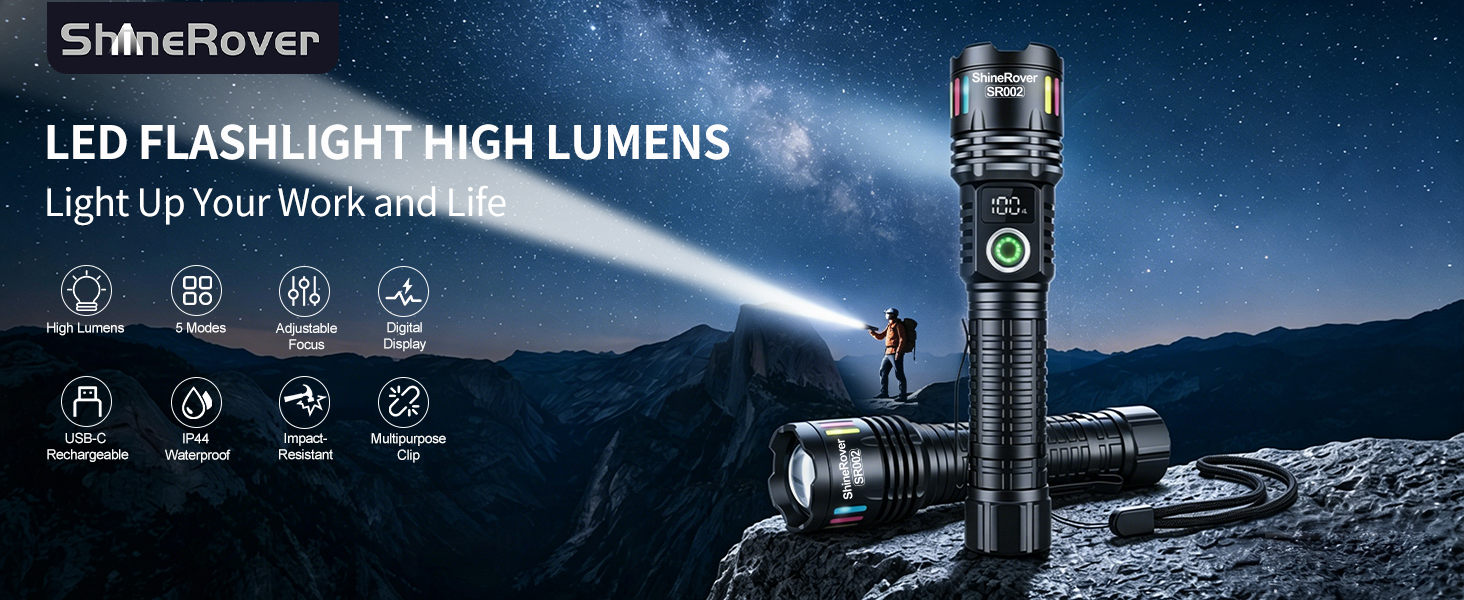 RECHARGEABLE LED FLASHLIGHTS HIGH LUMENS