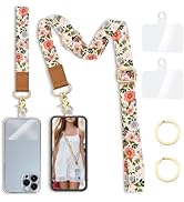 Yonlevres Flower Phone Lanyard Crossbody Strap, Floral Cell Phone Lanyards for around the Neck Wr...