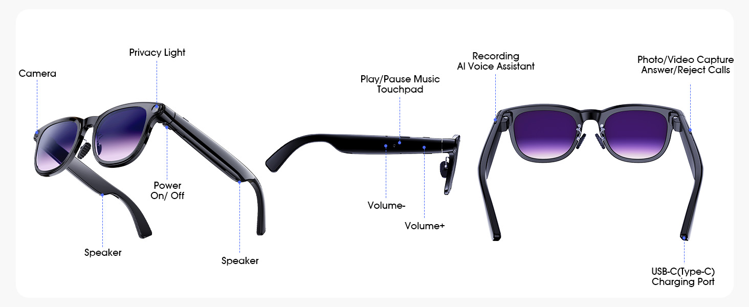 smart glasses with camera 4K,video recording camera glasses 4k with audio,ai sunglasses with camera