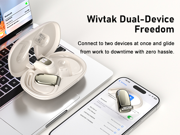 this open earbud Connect to two devices at once andglide from work to downtime with zero hassle