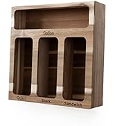 BakeBarn Acacia Wood Plastic Bag Storage Organizer with Assorted Sizes, Compatible with Ziploc Ga...