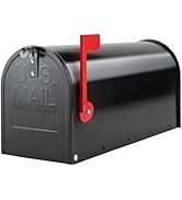GIGYES Mailboxes for Outside Post Mount, Black Metal Mailbox, Standard Size, 20 x 8.7 x 6.7 Inches