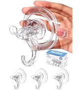 (3 Pack) Suction Cup Hooks for Shower, Bathroom, Glass, Door, Windows, Kitchen etc, Max Hanging u...