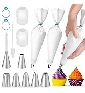 IOGOG Piping Bags and Tips Set – 2 Reusable Piping Bags, 7 Piping Tips, Couplers & Cleaning Brush...