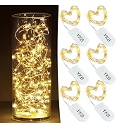 YKB 6 PCS Fairy Lights LED Starry String Lights with 20 Micro LEDs on 3.3FT/1m Copper Wire, Power...