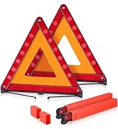 MAOPINER 2 Pack Emergency Warning Triangles, Roadside Safety Triangle with Reinforced Base and Ca...