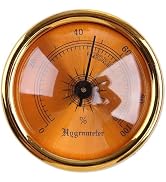 Brown Round Glass Analog Hygrometer for Humidors for Guitar Violin Cabinet File Box Hygrometer fo...