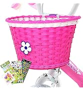 ANZOME Girl's Bike Basket, Front Handlebar Kid's Bicycle Basket for Kids Children Gift DIY Sets