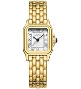 CHEETAH Gold Watches for Women with Small Vintage Bracelet, Rectangular Case Roman Dial