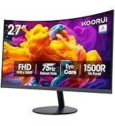 KOORUI 27 Inch Curved Monitor FHD 1080P 75Hz Computer Monitors, 1500R PC Screen with HDMI VGA, TÜ...