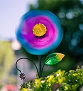 Viveta 2 Pack Wind Spinners with Metal Stake, 28.7 inches Outdoor Garden Pinwheels Spinners Purpl...