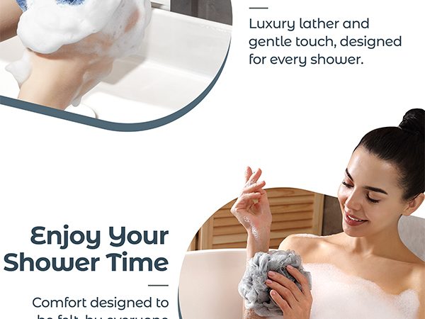 enjoy your shower time with Rnoafmu loofah sponge