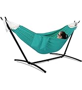 Gafete Double Hammock with Stand for Outside, Upgraded Spreader Bar, Heavy Duty Space Saving Stee...
