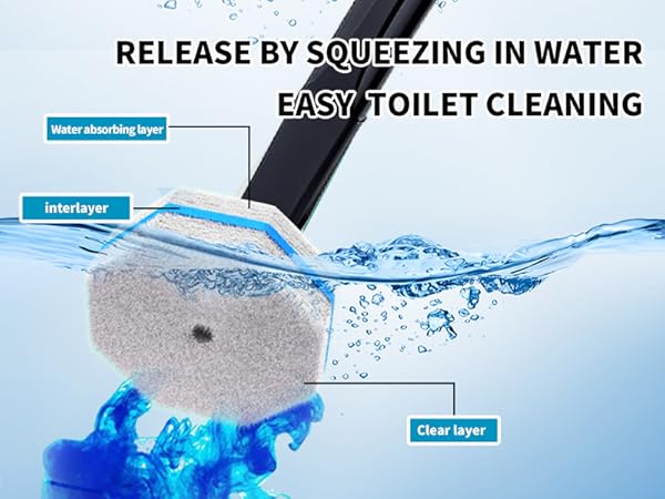 Disposable Toilet Brush with Water-Activated Cleaning Technology