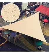 Amgo 12' x 12' x 12' Beige Triangle Waterproof Sun Shade Sail UPF50+ AMTADT12 Canopy Awning Shelt...