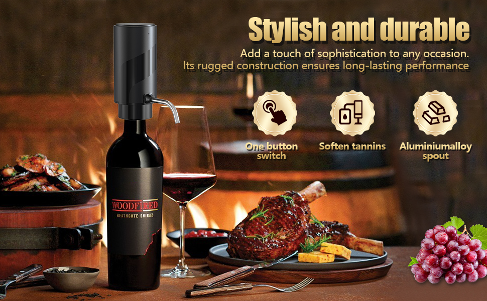 Stylish and durable premium ABS and 304 stainless steel for body and wine aerator pourer spout