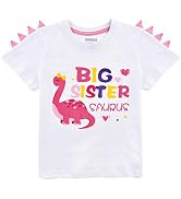 WAWSAM Dinosaur Big Sister Announcement T Shirt Promoted Outfits for Toddler Girls