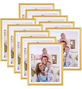 Giftgarden 8x10 Gold Picture Frame with Mat Set of 10, 9x11 Frame Matted to 8 by 10 or 9 x 11 Pho...
