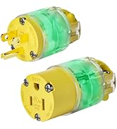 EPLESFTON 1 Set Extension Cord Replacement Ends - 15A 125V Lighted Plug and Connector Set, NEMA 5...