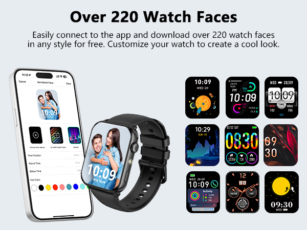 You can customize the dial with your favorite photos, or choose from over 200 online dial designs.