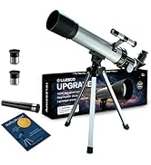 Telescope for Kids 50mm 100x Magnification Beginner Silver Telescopio with Tripod, 2 Eyepieces, F...