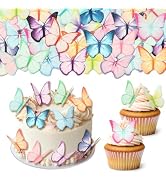 48Pcs Edible Cake Toppers, Wafer Paper Butterfly Cake & Cupcake Decorations Colorful Butterflies ...