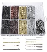 600Pcs Bobby Pins, 4Colors Hair Pins for Women Buns Wedding Styling, 2.36Inch U-shaped & Bobby Pi...