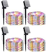 Outdoor Solar String Lights, 4 Pack 33 Feet 100 Led Solar Powered Fairy Lights with 8 Lighting Mo...