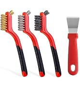 Gisde Wire Brush 4Pcs Set Nylon/Brass/Stainless Steel Wire Brushes for Cleaning Rust Removal in H...