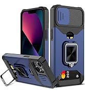 Nvollnoe for iPhone 13 Case with Sliding Camera Cover and Card Holder Heavy Duty Protective iPhon...