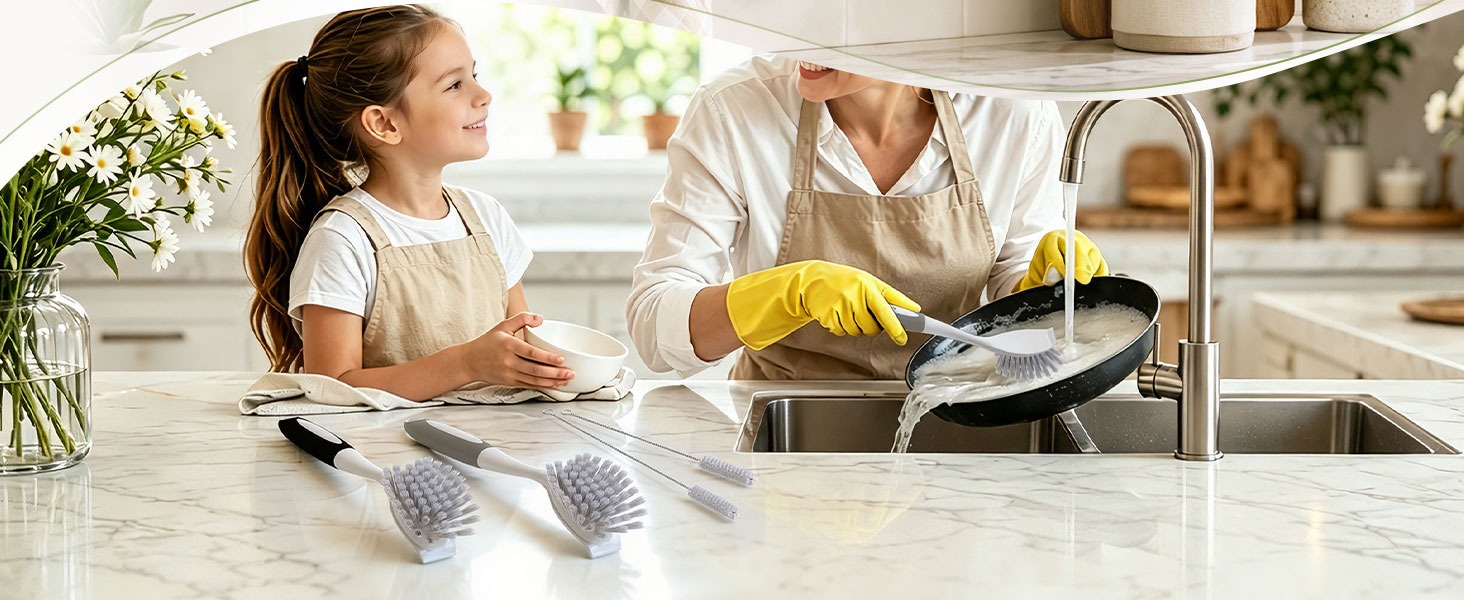 sink dish brushes with handle