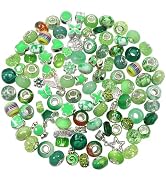 TOAOB 100pcs Assorted Resin European Beads Green Large Hole Lampwork Spacer Beads Rhinestone Craf...