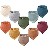 Konssy Muslin Baby Bibs 10 Pack Baby Bandana Drool Bibs 100% Cotton for Unisex Boys and Girls, So...