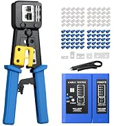 Proster Network Cable Repair Tool Set RJ45 Crimp Tool Kit with 50 Gold-Plated CAT6 Pass-Through C...