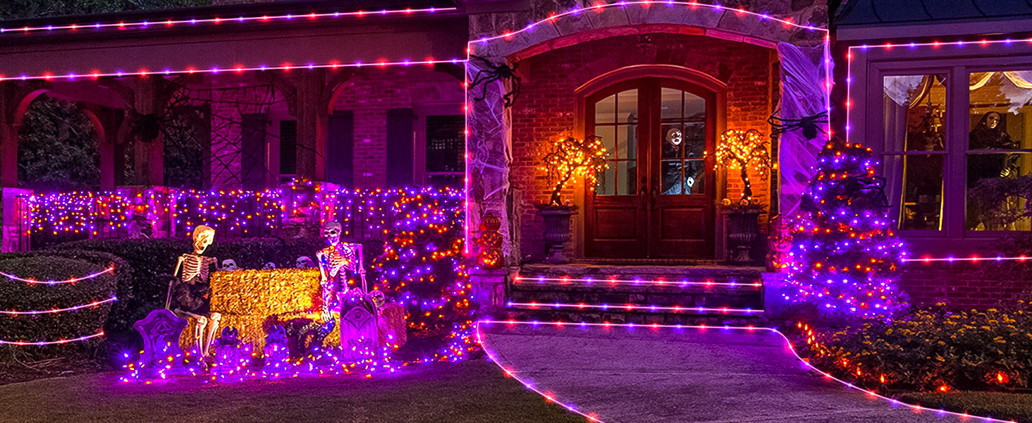 rope lights for outside rube lights Halloween purple orange lights outdoor string lights indoor