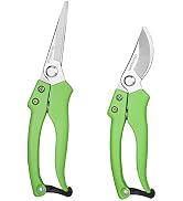 WORKPRO Garden Clippers, 2 Pcs Flower Scissors Include 8" Bypass Pruner and 8.5'' Straight Blade ...