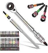 GEINXURN 33Pcs Mini Ratchet Wrench Set with Hex Driver and 1/4" Adapter, 1”S2 Steel Magnetic Scre...
