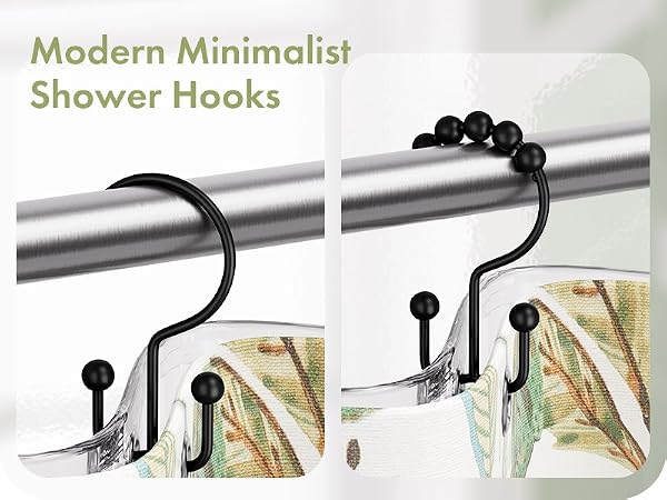 Amazer 12PCS Minimalist Simple Double Shower Curtain Hooks
