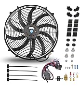 FGJQEFG 16 Inch Black Universal Slim Fan Push Pull Electric Radiator 12V 120W High Performance Co...