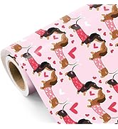 WRAPAHOLIC Valentines Day Wrapping Paper Roll - Mini Roll - 17 Inch x 16.5 Feet - Love Dachshund ...