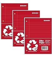 KAISA Recycled Filler Paper - 8"x10-1/2", Wide Ruled Loose Leaf Papers, 3-Hole Punched for 3-Ring...