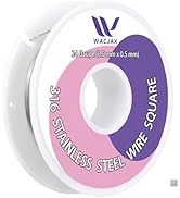 24 Ga 316 Stainless Steel Square Half Hard Wire– Durable & Corrosion Resistant for Jewelry, Craft...