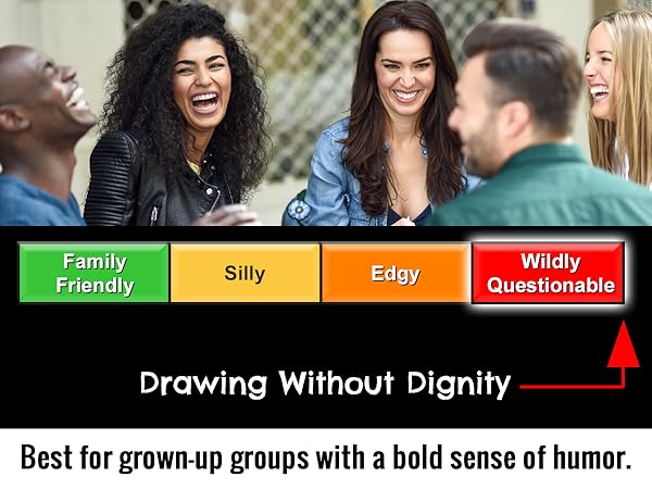 Friends laughing with humor sensitivity meter