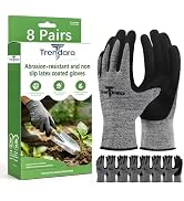 Trendara 8 Pairs gloves for men gardening gloves,garden gloves for women,Breathable latex dipped ...