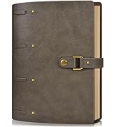 Leather Journal Notebook, 100 GSM Thick Lined Paper Refillable Vintage Travel Notebook with Gift ...