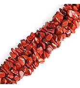 HAAMIIQII 5-8mm Natural Red Jasper Chips Irregular Stones Loose Gemstone Beads for Jewelry Making...