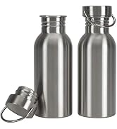 Yopay 2 Pack Sports Water Bottle, 17OZ Single Walled 18/8 Stainless Steel Water Bottle for Cyclis...